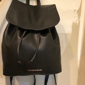 Black leather Victoria’s Secret drawstring bag